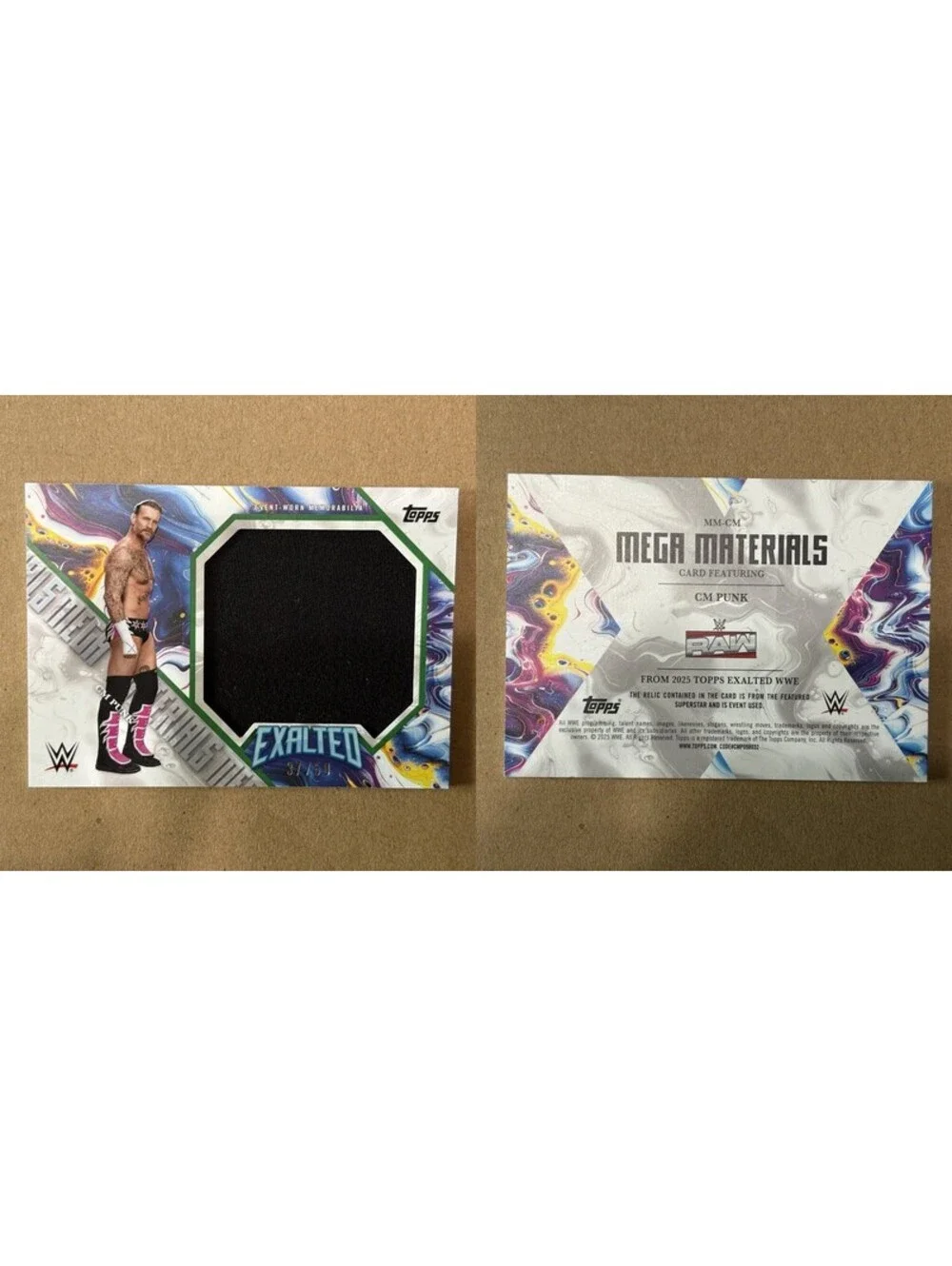 2025 Topps Exalted WWE Cm Punk #MM-CM Mega Materials Green #/50